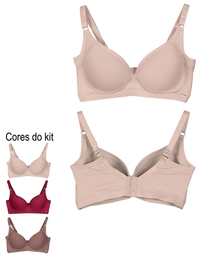 KIT 03 peças Sutiã Plus Size reforçado com laterais super largas e com  elástico reforçado no cós - KIT 03 peças Sutiã Plus Size reforçado com  laterais super largas e com elástico