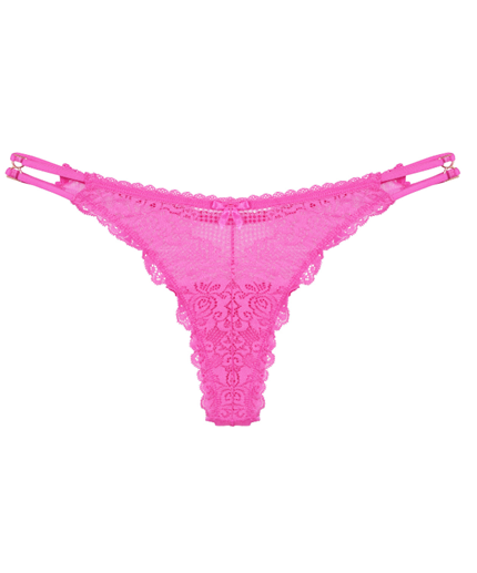 Calcinha fio dental de renda e tule, com joia, modelo string  2Rios  Lingerie - Calcinha fio dental de renda e tule, com joia, modelo string -  2Rios